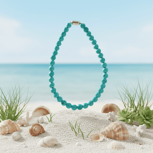 Natural Round Turquoise Beads Necklace | Everyday Wear Gemstone Jewelry | Handcrafted Gift for Her - Gemsterling