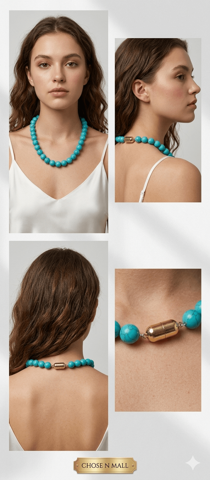 Natural Turquoise Beads Necklace | Everyday Wear Gemstone Jewelry | Handcrafted Gift for Her - Gemsterling