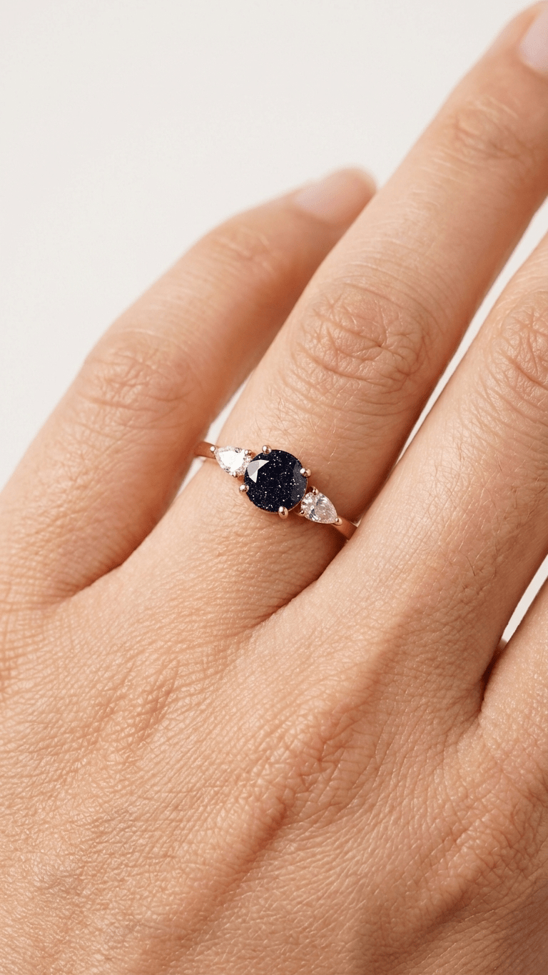 Blue Sandstone Handcrafted Boho Statement Ring in 925 Sterling Silver - Gemsterling