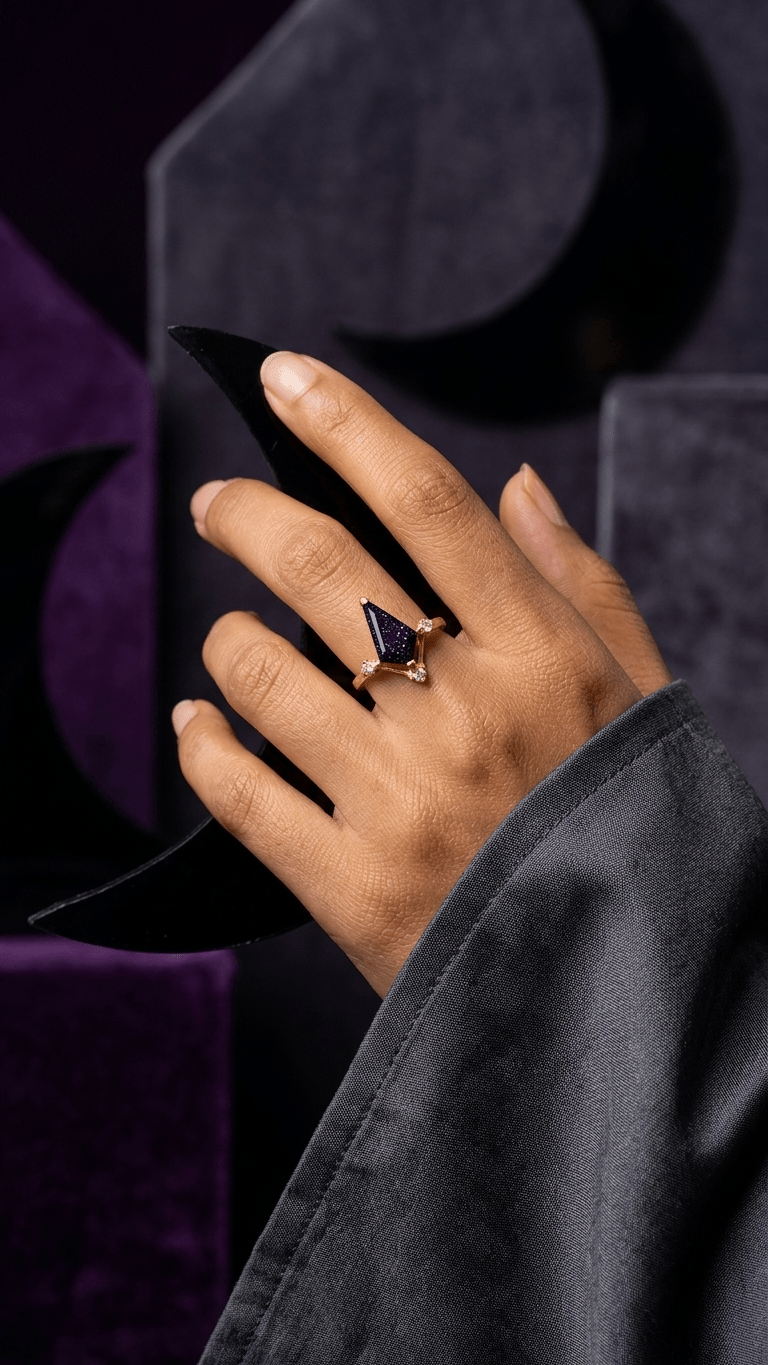 Blue Sandstone Handcrafted Boho Statement Ring in 925 Sterling Silver - Gemsterling