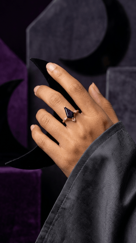 Blue Sandstone Handcrafted Boho Statement Ring in 925 Sterling Silver - Gemsterling