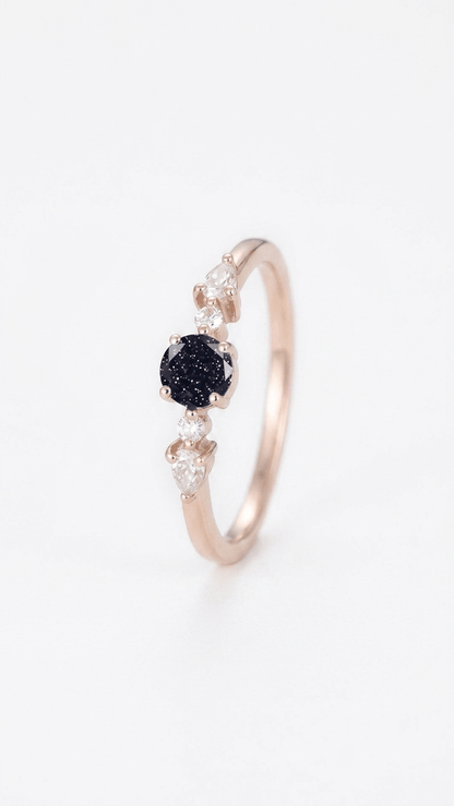 Blue Sandstone Handcrafted Boho Statement Ring in 925 Sterling Silver - Gemsterling