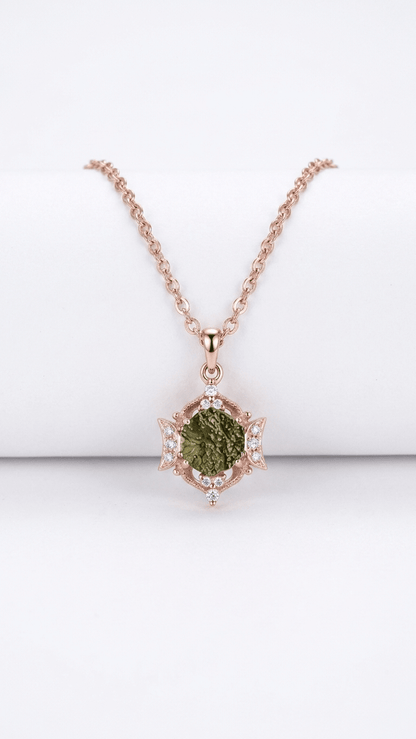 Genuine Moldavite Pendant 925 Silver Chain Necklace - Gemsterling