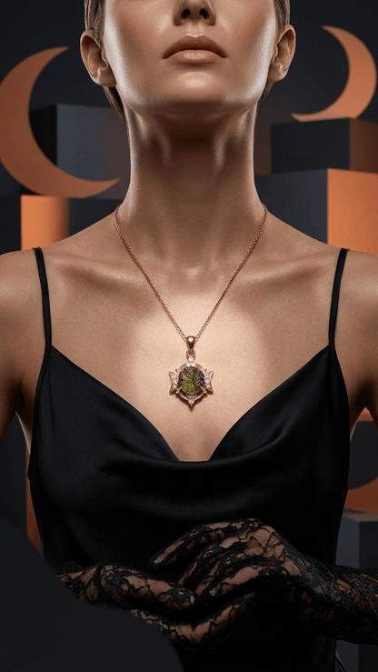 Genuine Moldavite Pendant 925 Silver Chain Necklace - Gemsterling