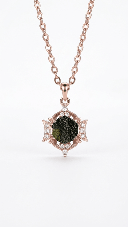 Genuine Moldavite Pendant 925 Silver Chain Necklace - Gemsterling