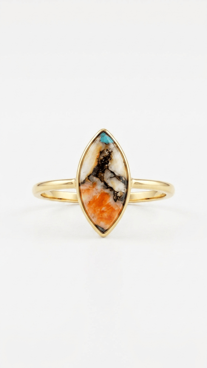 Handcrafted Bohemian Oyster Copper Turquoise Ring in 925 Sterling Silver - Gemsterling