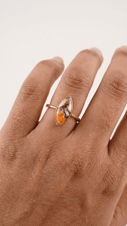 Handcrafted Bohemian Oyster Copper Turquoise Ring in 925 Sterling Silver - Gemsterling
