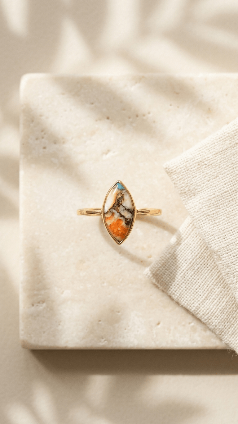 Handcrafted Bohemian Oyster Copper Turquoise Ring in 925 Sterling Silver - Gemsterling