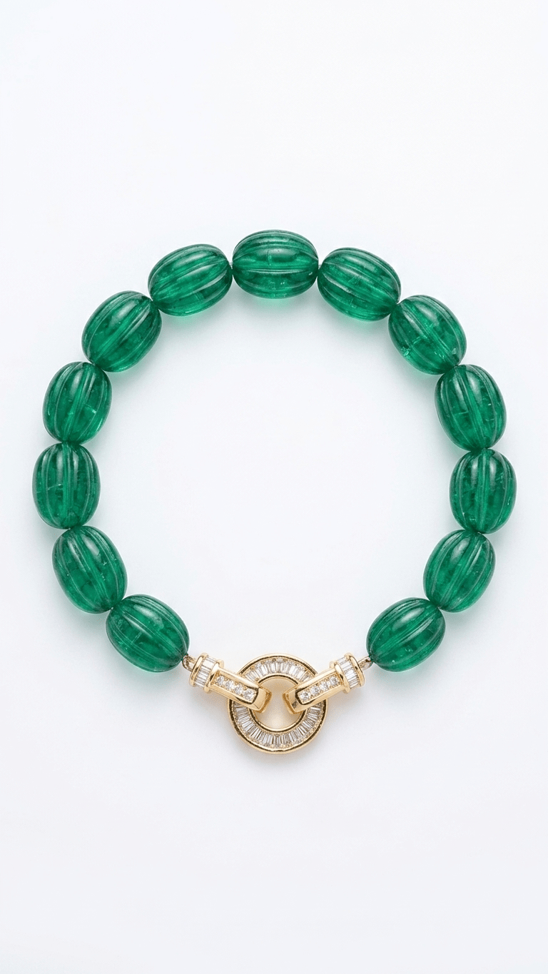 Luxury Lab-Grown Emerald Beaded Bracelet - Gemsterling
