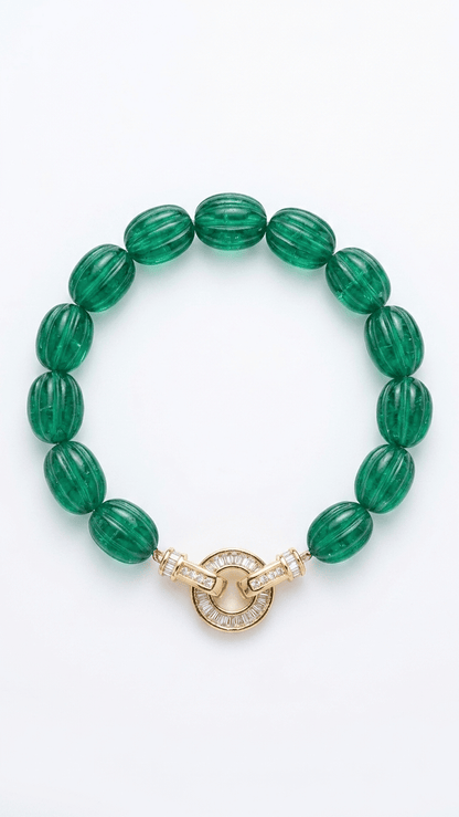 Luxury Lab-Grown Emerald Beaded Bracelet - Gemsterling