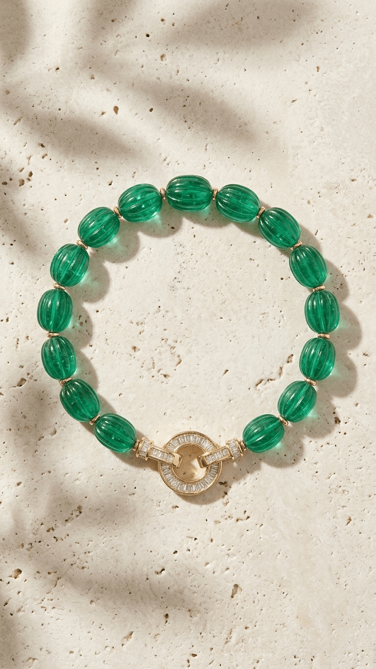Luxury Lab-Grown Emerald Beaded Bracelet - Gemsterling