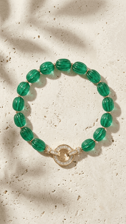 Luxury Lab-Grown Emerald Beaded Bracelet - Gemsterling