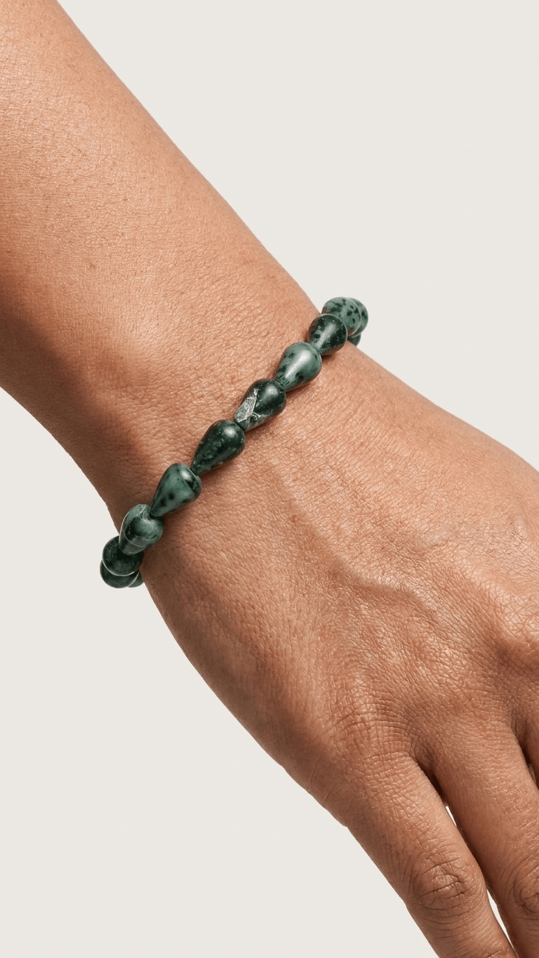 Natural African Turquoise Drop-Shape Bead Bracelet | Minimalist Gemstone Jewelry - Gemsterling