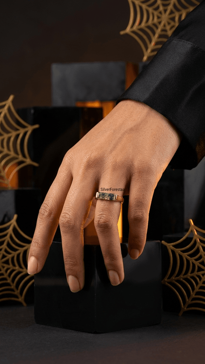 Natural Baguette Moss Agate Ring | 925 Sterling Silver Minimalist Gemstone Unisex Ring - Gemsterling