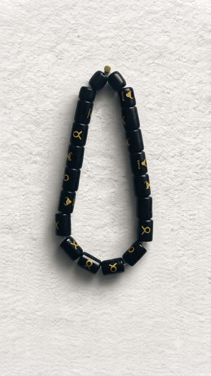 Natural Black Onyx Zodiac Necklace, Unisex - Gemsterling