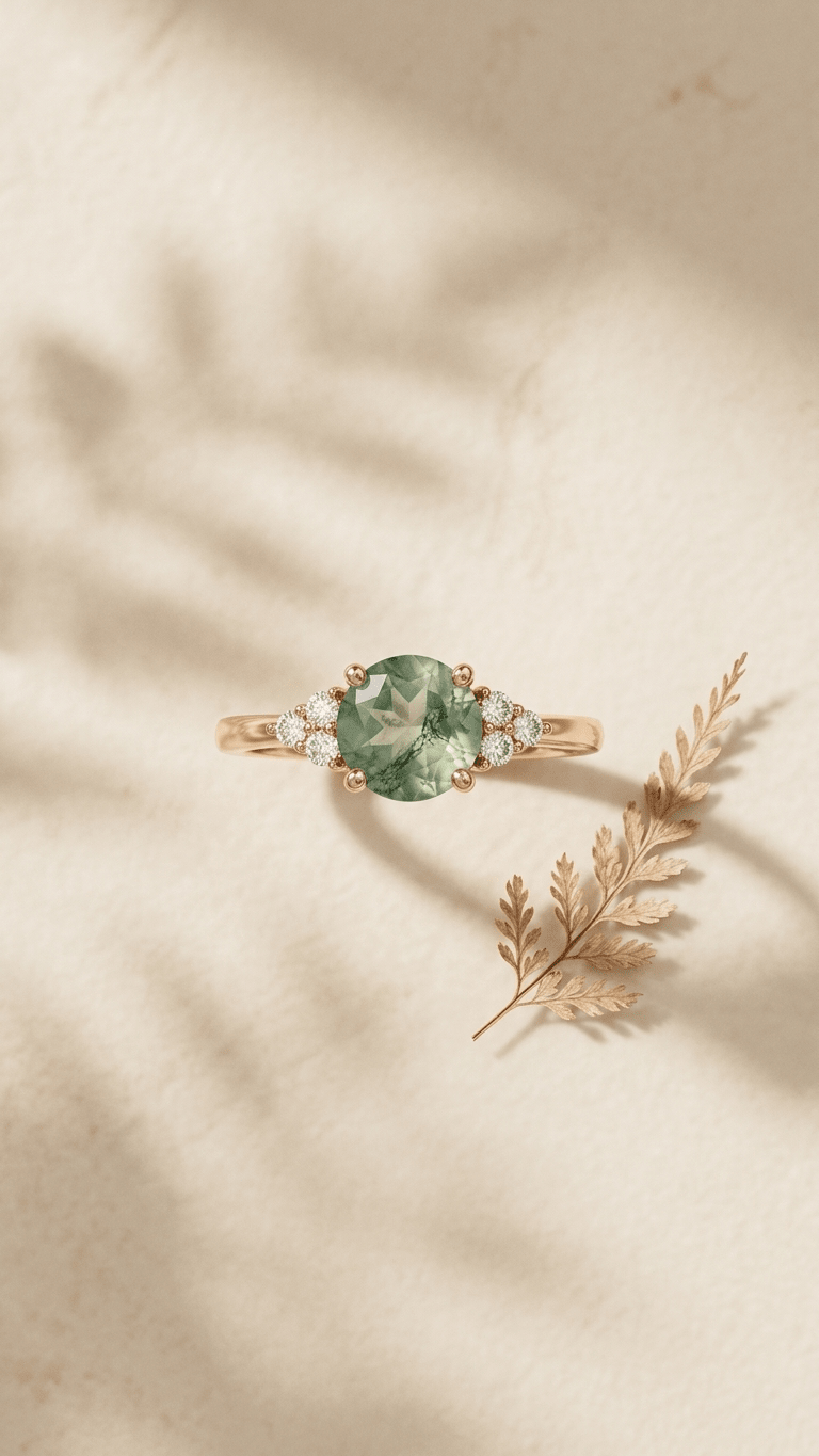 Natural Moss Agate Sterling Silver Ring - Gemsterling