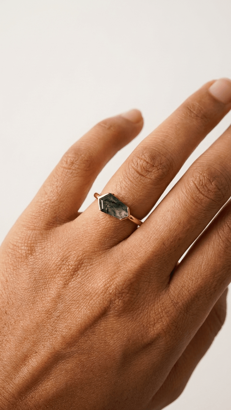 Natural Moss Agate Sterling Silver Ring - Gemsterling