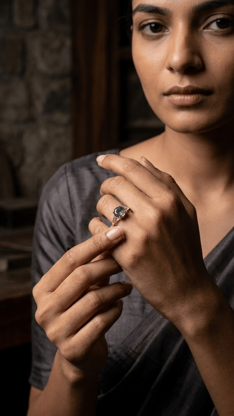 Natural Round Moss Agate Ring | 925 Sterling Silver Split Shank Solitaire Band - Gemsterling
