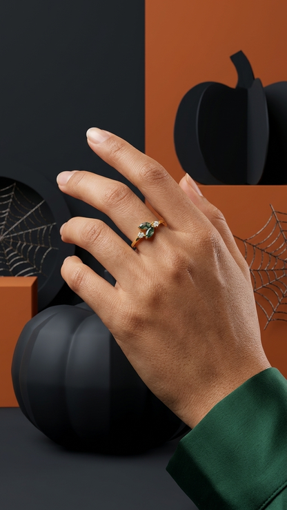 Dainty Multi-Stone Moss Agate and CZ Cluster Ring in 925 sterling with Gold Plated